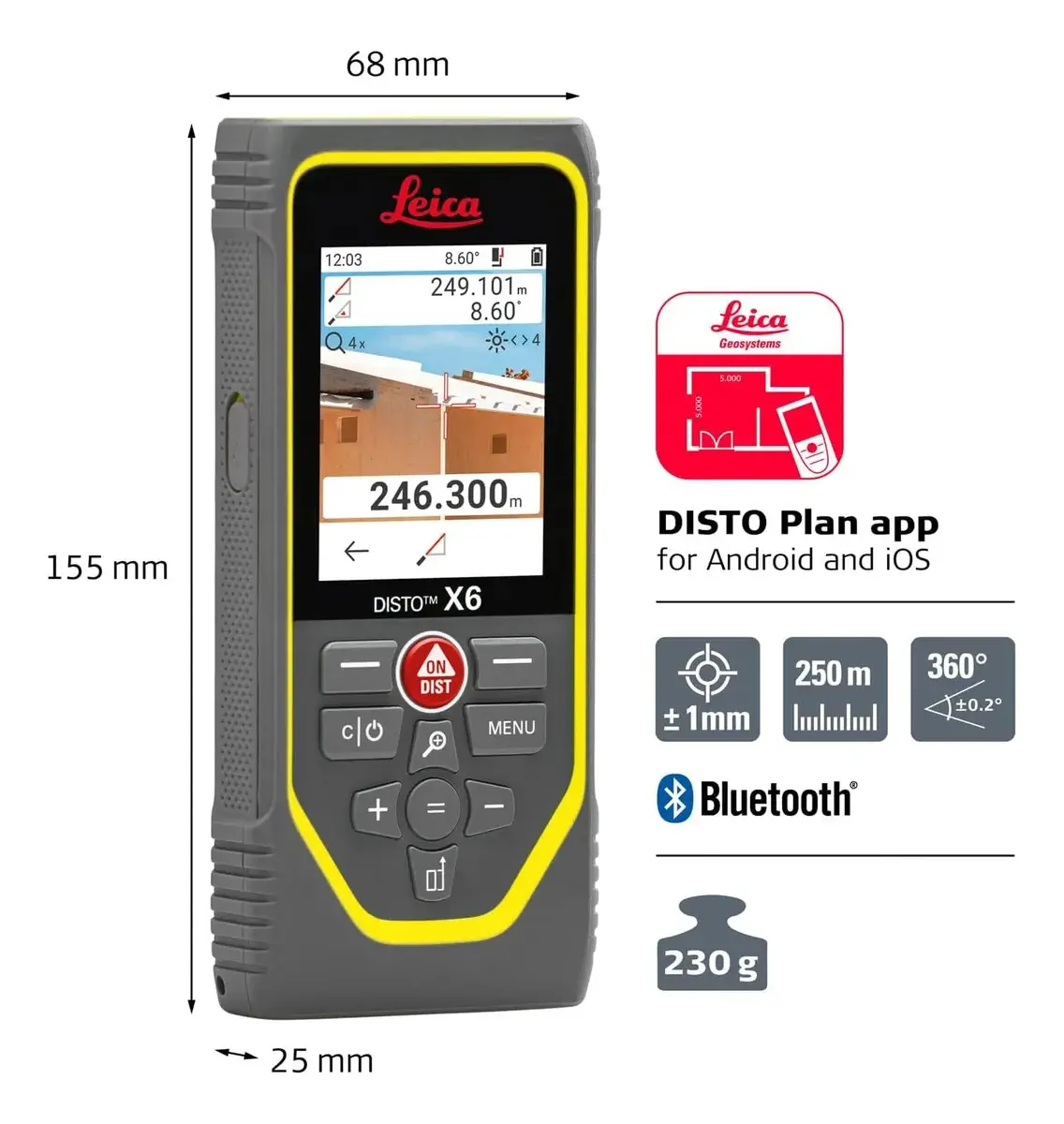 Medidor De Distancia Láser Leica Disto X6 Geosystems 243.86m - Imagen 3